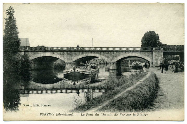 Pontivy (Morbihan). Le Pont du Chemin de Fer sur la Rivière.
ParisNeurdein et Cie[1916 ? ]
 