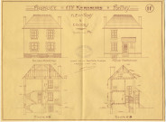 Propriété de Mr Kerhouas à Pontivy : élévations et coupes / Dessin Demeret et Le cadre architectes.- Pontivy 1929.- 1 plan : papier ; 40 x 29,5cm.