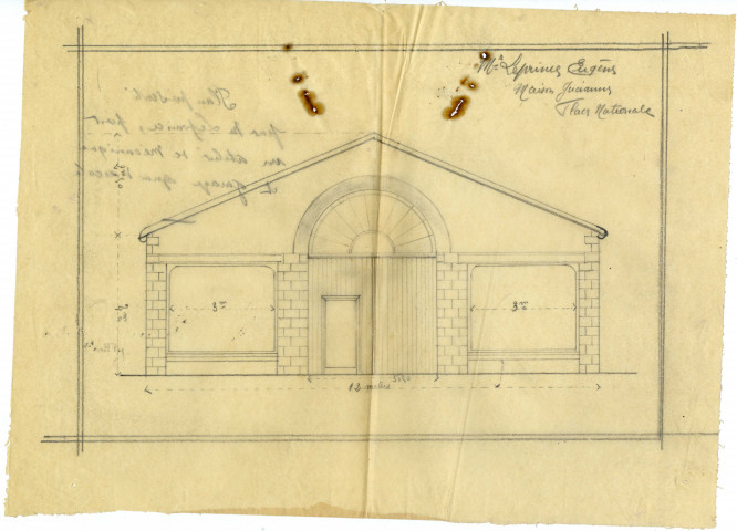Plan présenté par M. Leprince, pour un atelier de mécanique et garage quai d'Arcole/ 1 plan calque papier ; 38 x 27,5cm.