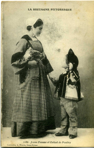 Jeune femme et enfant de Pontivy.
Saint-BrieucWaron1916
La Bretagne pittoresque ; 1189