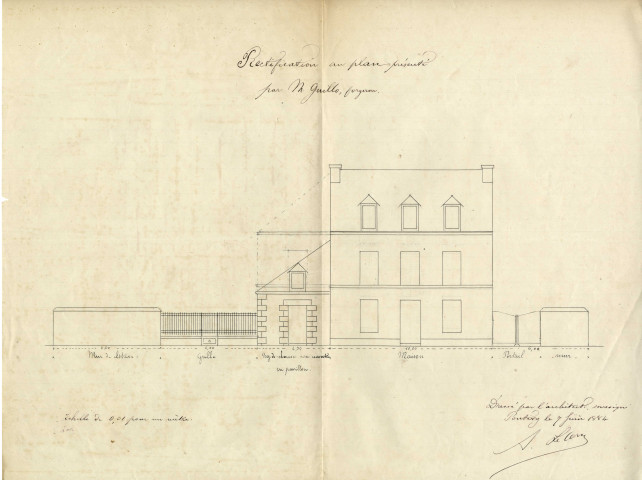 Construction annexe à la maison Guillo : élévation / 1 plan papier ; 31 x 20cm.