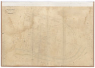 Section I dite de la ville, 3e feuille du n°893 au n°940 ; 1 plan : papier, lavis, coul., échelle 1:1000 ; 70 x 103 cm.