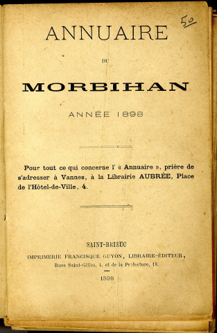 Extraits de l'annuaire du Département du Morbihan de 1898 concernant Pontivy