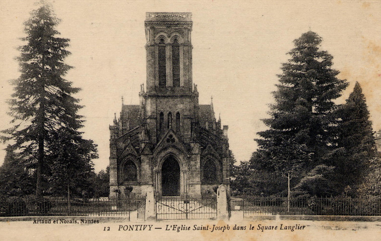 Pontivy . L'Eglise S[ain]t-Joseph dans le square Langlier [sic].
NantesArtaud et Nozais[1917 ?]
12