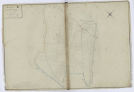Section D dite de la Haye, 2e subdivision depuis le n°236 jusqu'à 376 dernier. - 1 plan : papier, lavis, coul., échelle 1:2500 ; 69 x 99 cm.