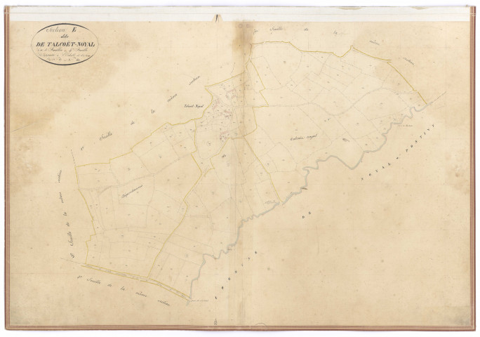 Section E dite de Talcoët Noyal, 4e feuille du n°557 au n°668 ; 1 plan : papier, lavis, coul., échelle 1:2000 ; 70 x 103 cm.