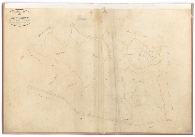 Section B dite de Talhoët 2e feuille du n°120 au n°209. - 1 plan : papier, lavis, coul., échelle 1:2000 ; 70 x 103 cm