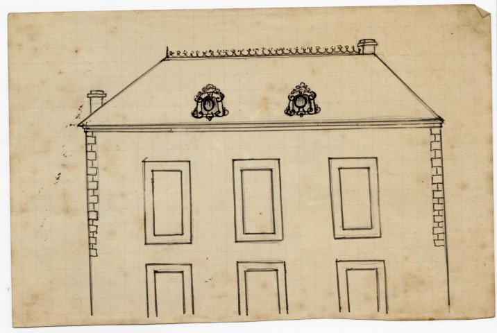 Maison Madre, modification de la toiture : élévation / 1 plan : papier ; 16,5 x 10,5cm.