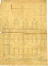 Construction Leclair rue nationale et rue de la gare : Elévation de la façade / 1878.- plan : calque collé sur papier ; 29 x 40cm.