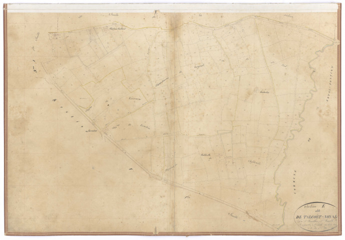 Section E dite de Talcoët Noyal, 5e feuille du n°669 au n°854 ; 1 plan : papier, lavis, coul., échelle 1:2000 ; 70 x 103 cm.