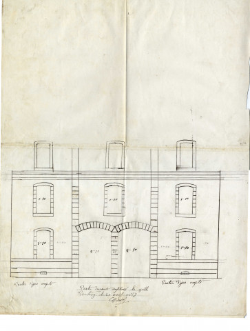 Plan de la partie devant remplacer la grille de l'immeuble cadre / Pontivy 1887.- plan papier, 38 x 51,5cm.