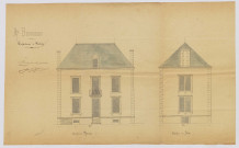 Construction Beurdeley. Maison : élévations rue Jullien et rue Marengo/ plan calque aquarellé ; 73,5 x 46,5cm.