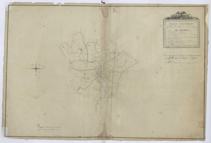 Section D dite de la Haye, 2e subdivision depuis le n°236 jusqu'à 376 dernier. - 1 plan : papier, lavis, coul., échelle 1:2500 ; 69 x 99 cm.
