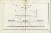 Projet de construction à l'angle de la rue Royale et de la rue Jullien/ Pontivy 1846.- plan : papier ; 45 x 28cm.