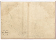 Section F dite de la Houssaye, 3e feuille du n°385 au n°477 ; 1 plan : papier, lavis, coul., échelle 1:2000 ; 70 x 103 cm.