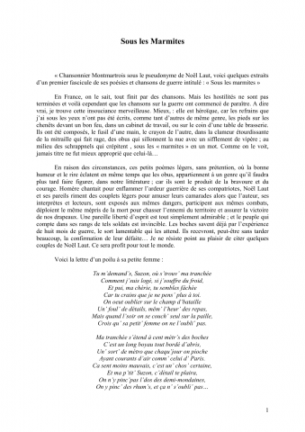 Extraits de « sous les marmites » et transcriptions de lettres par Gilles Blayo.