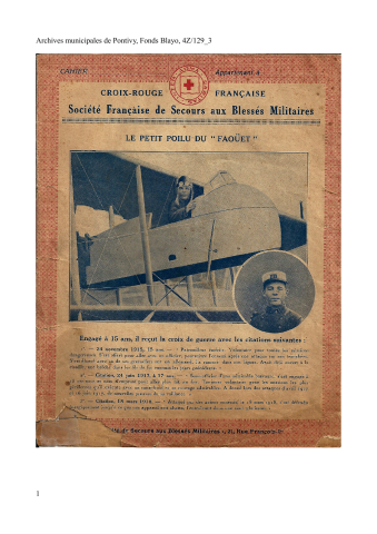 Bon de secours de la croix rouge : notice sur Jean Corentin Carré