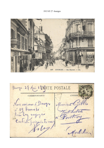 27 mai 1915 cartes postales du Mans et de Bourges 