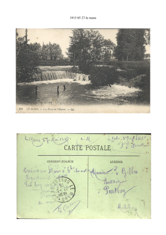 27 mai 1915 cartes postales du Mans et de Bourges 