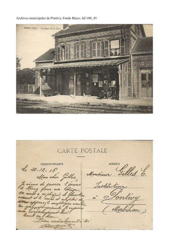 21 décembre 1916, carte postale [Remy (Oise) – intérieur de la gare]