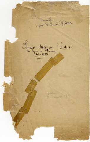 Première étude sur l'histoire du lycée de Pontivy, 1802-1815.
Documents attribués au docteur M. Daguillon