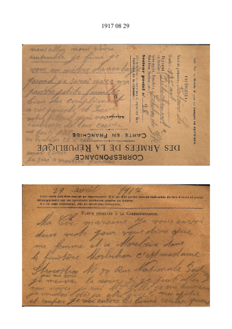 Carte du 29 août 1917