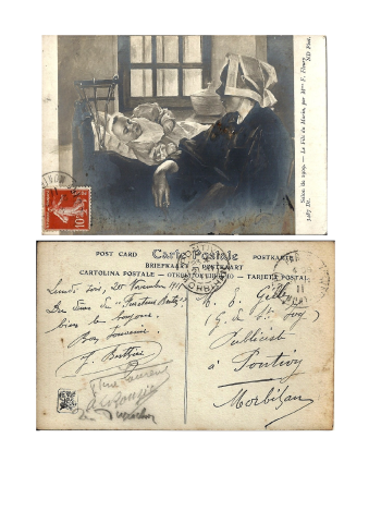 20 novembre 1911, carte postale [Salon de 1909 – le fils du marin, par Mme F. Fleury]